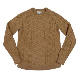 J. Crew Cotton Cableknit Sweater size XXS in Light Brown